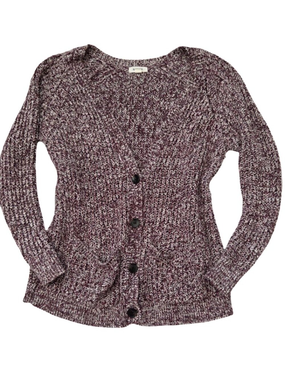 Garage Cardigan Womens XS S Burgundy Chunky Knit Button Cardigan Grandmacore